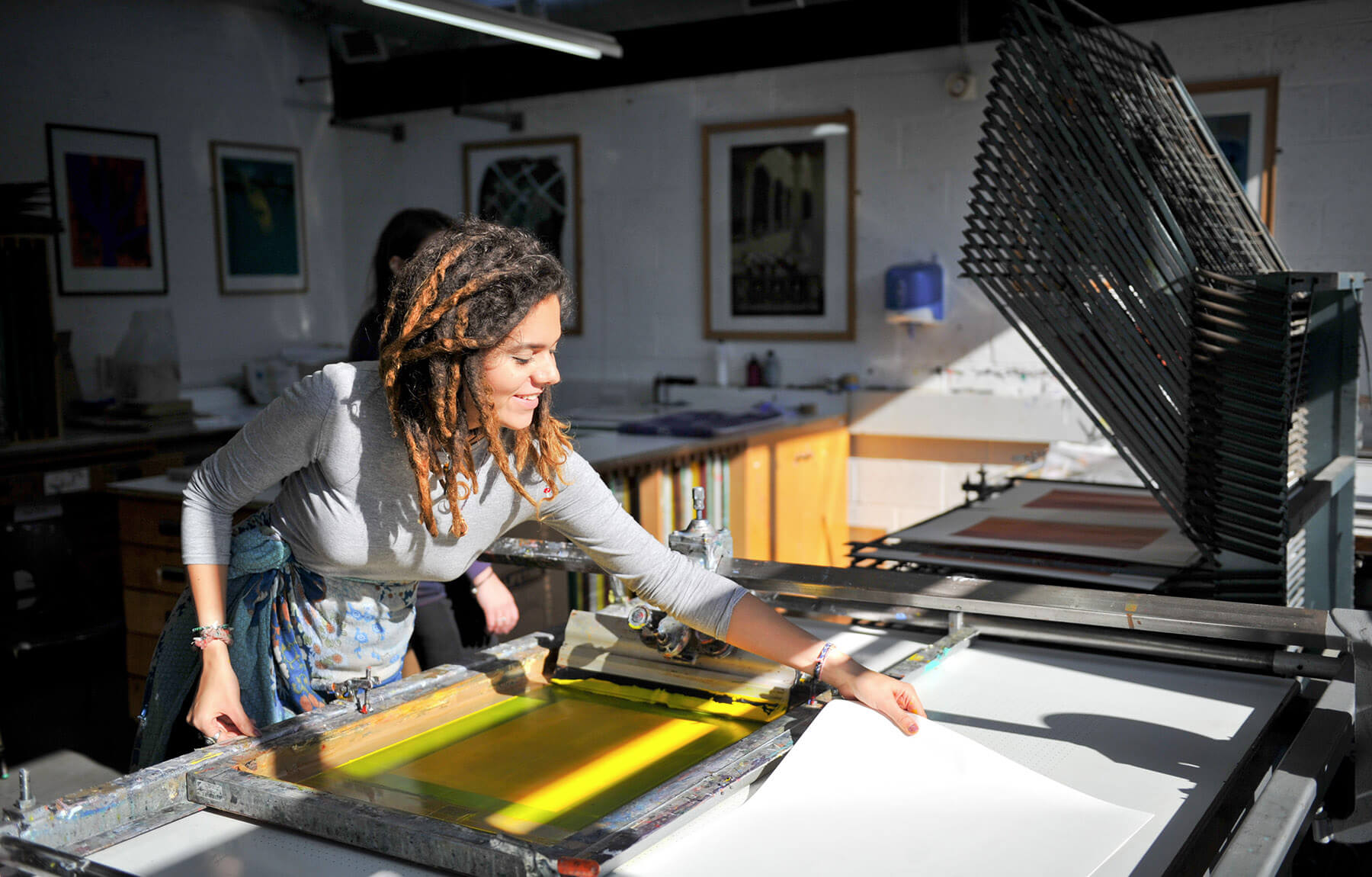 Student in Print Workshop at UCA Canterbury