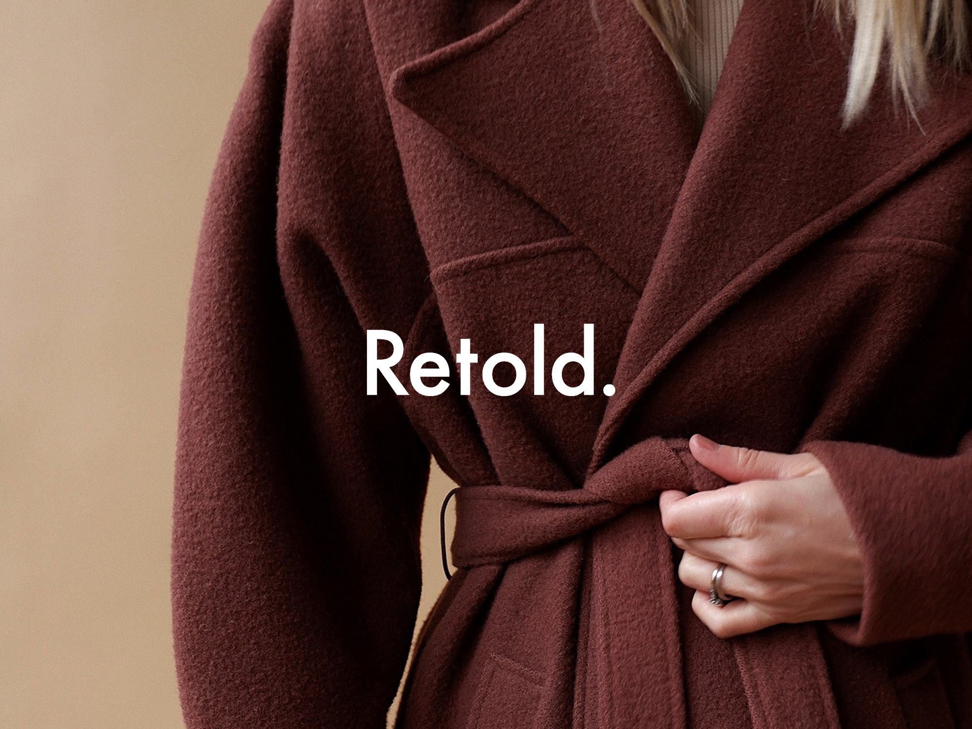 Cover art for Clare Lewis' Retold website, showing a vintage coat