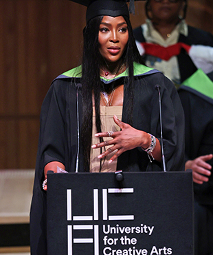 Naomi Campbell accepting her Honorary Doctorate