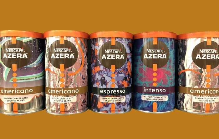 Nescafe Azera tins, designed by UCA Graphic Design (Epsom) students, went on sale